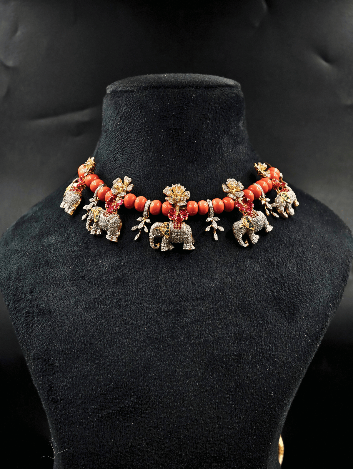 Orange Beaded Elephant Necklace