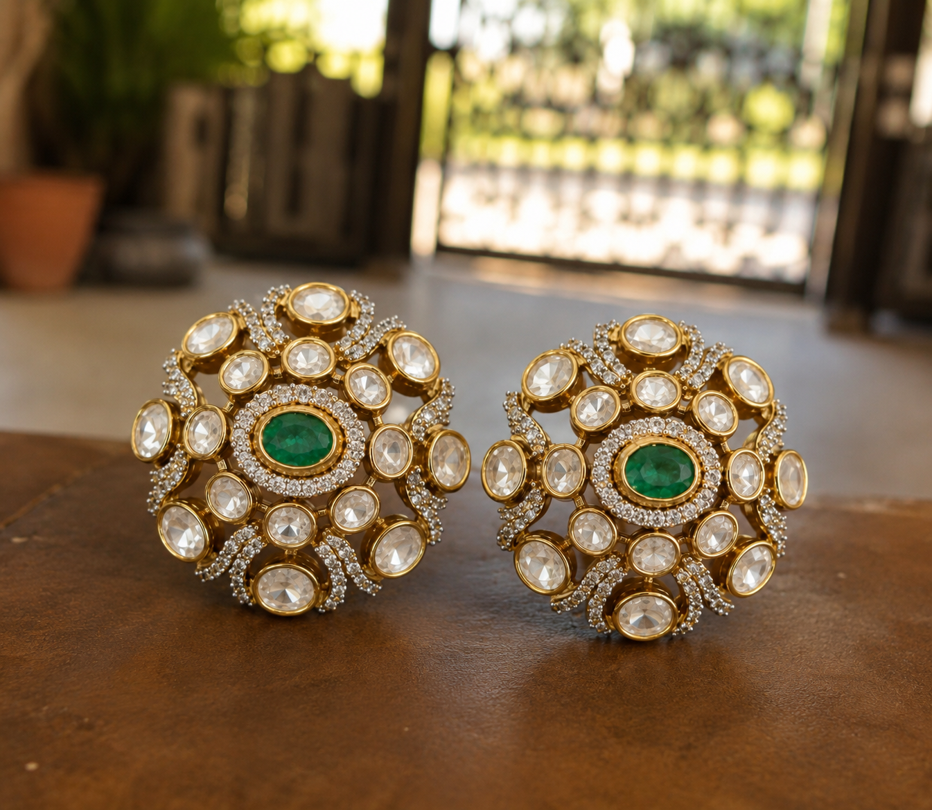 Traditional Kundan Polki Statement Earrings for Bridal and Festive Wear