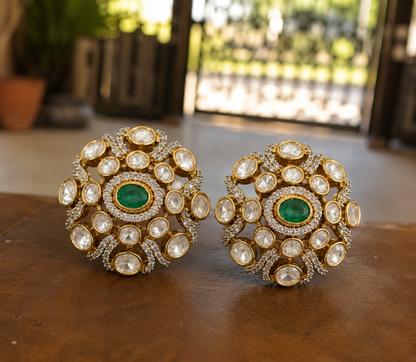 Traditional Kundan Polki Statement Earrings for Bridal and Festive Wear