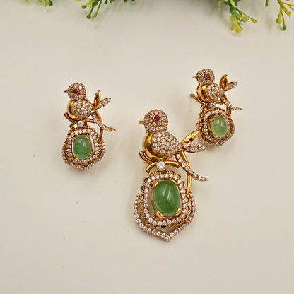 Coral pendent with Earrings