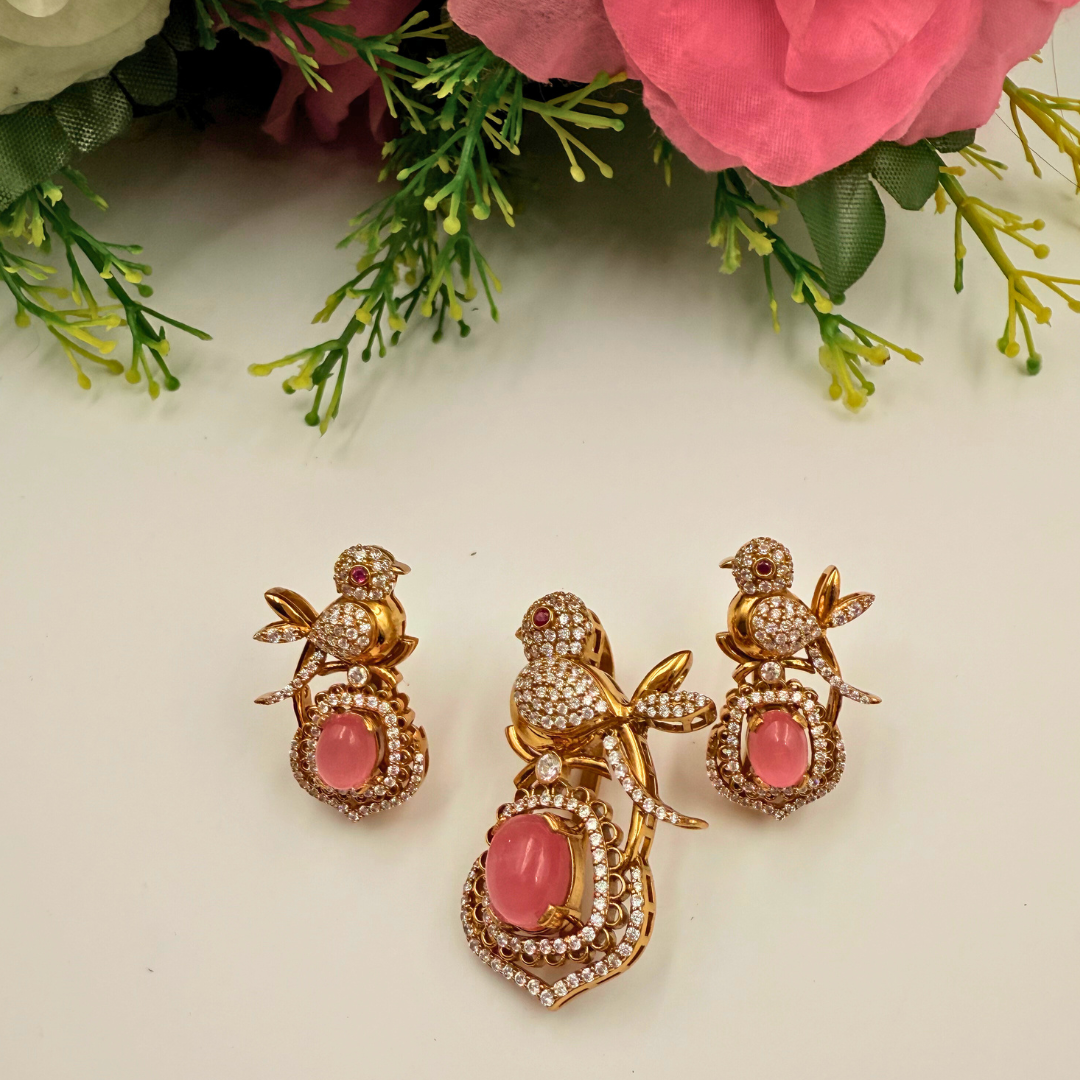 Coral pendent with Earrings