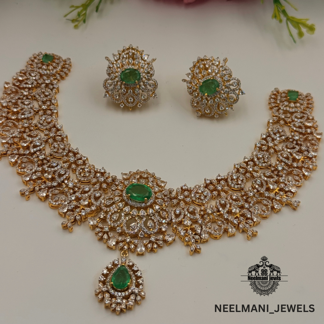 Ad Diamond Short Neckless and earrings set
