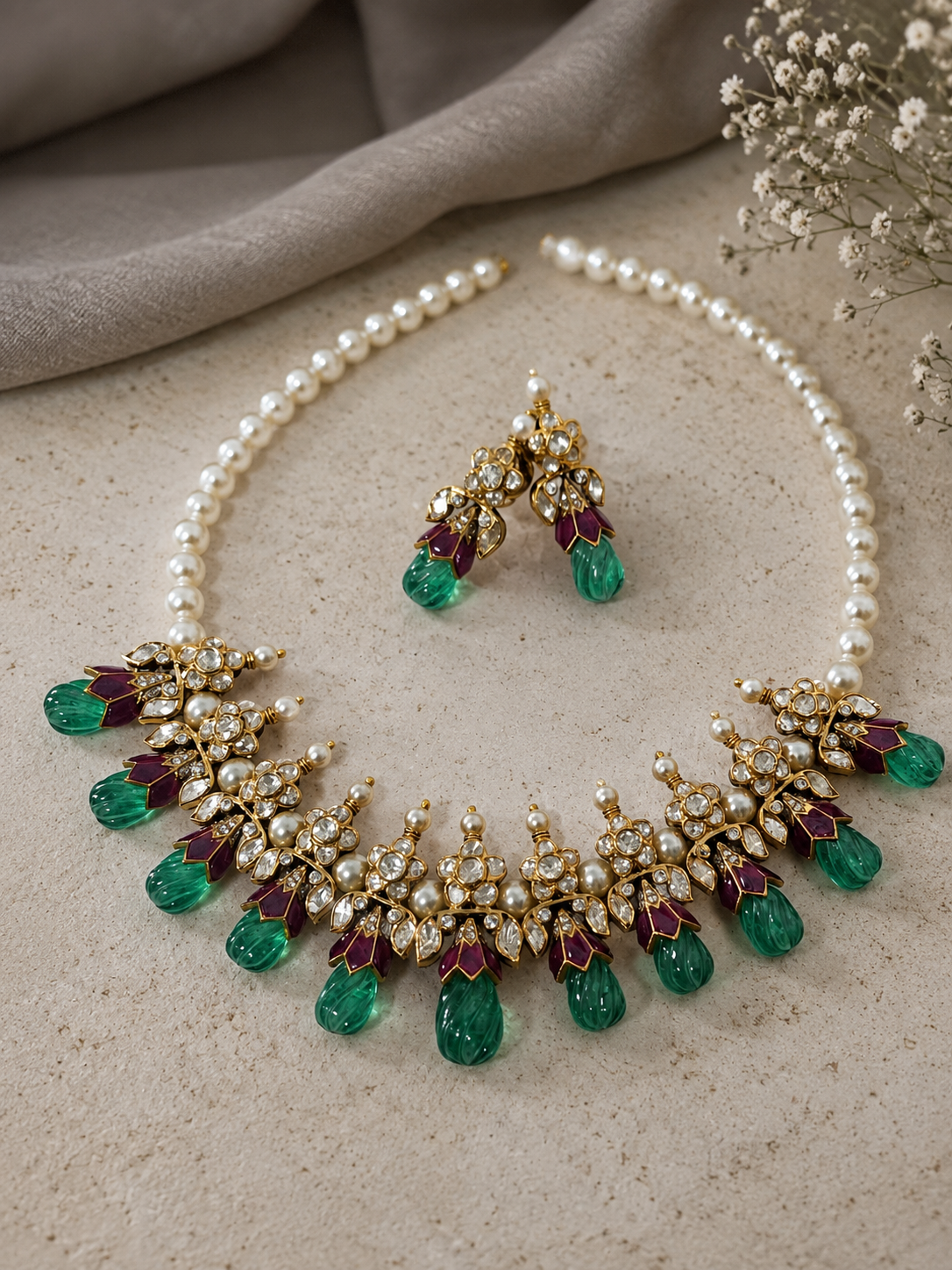Designer Gold Plated Kundan Necklace Set for Women