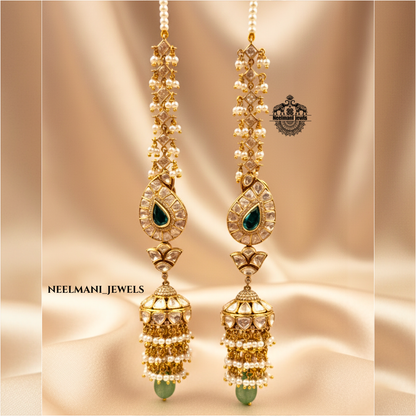 925 Silver Emerald Glow Moissanite Jhumki