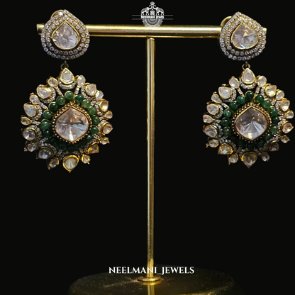 Luxury Big Moissanite Polki Haar Set | Bridal Wedding Jewellery
