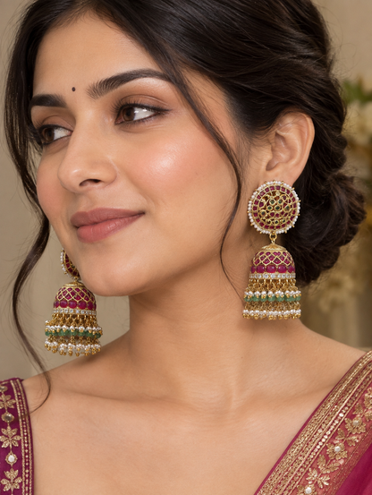 maroon pearl jhumka earrings for girls