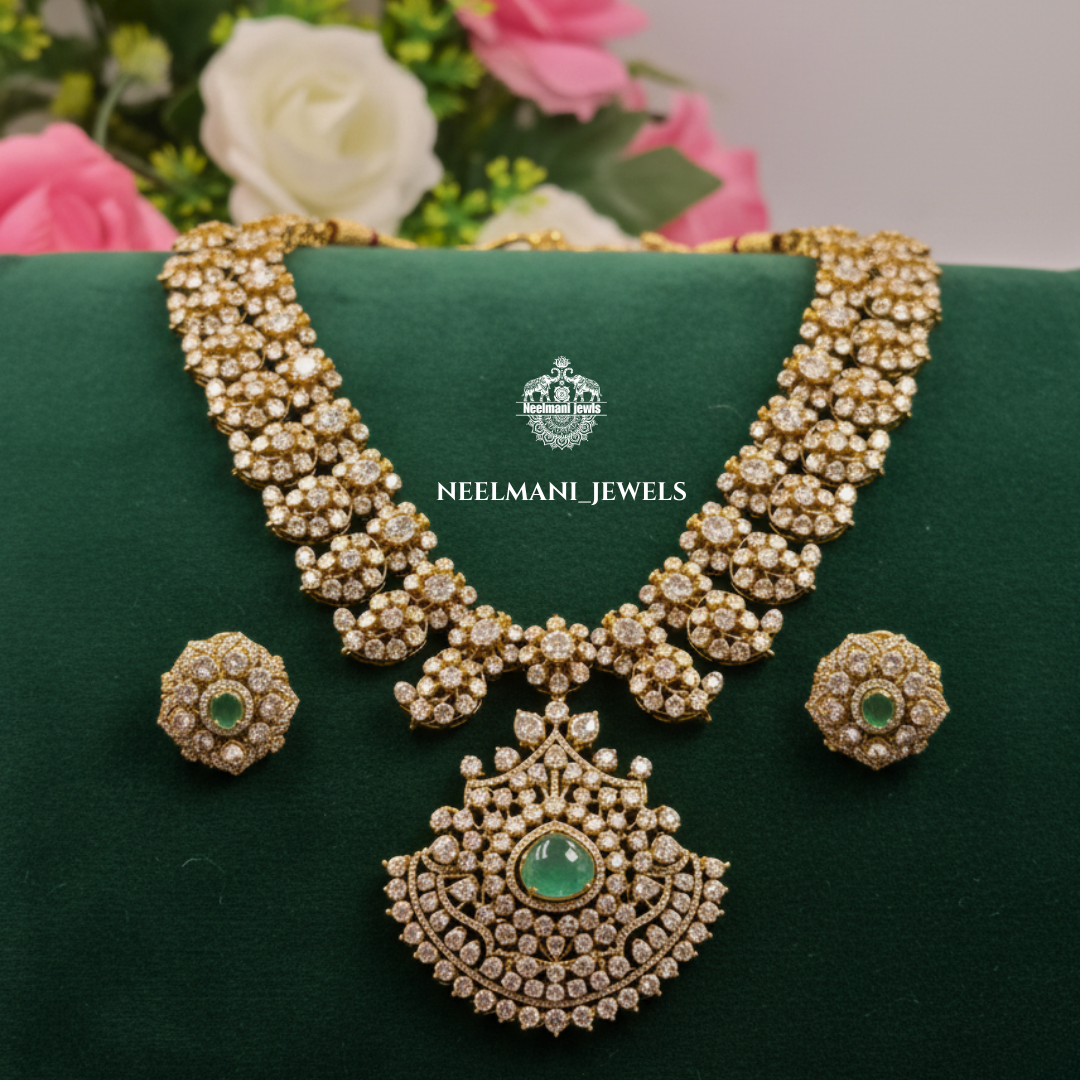 Mango moissanite mala set with earrings