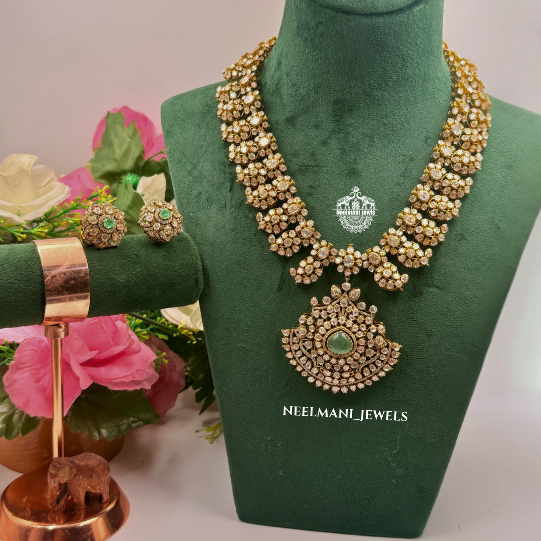 Mango moissanite mala set with earrings