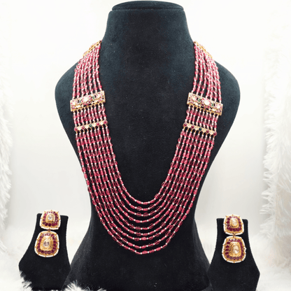 Multi-Layer Beaded Bridal Necklace Set with Earrings