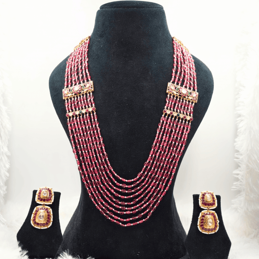 Multi-Layer Beaded Bridal Necklace Set with Earrings