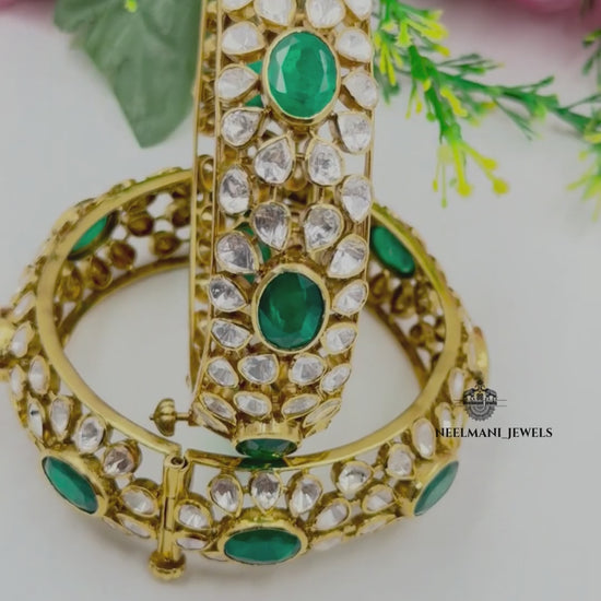Moissanite polki bangle