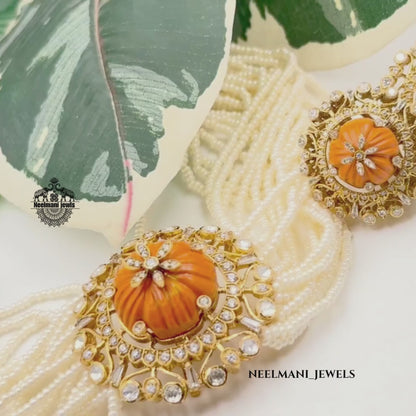 Navratna pendant necklace with earrings for women