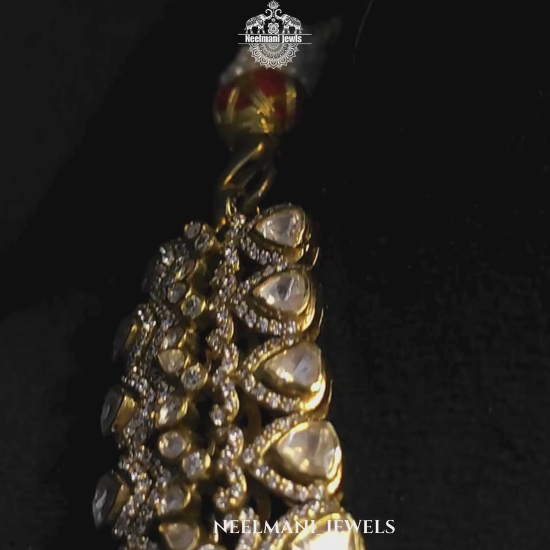 Luxury Big Moissanite Polki Haar Set | Bridal Wedding Jewellery