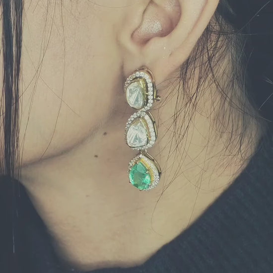 green teardrop jewellery set for women
