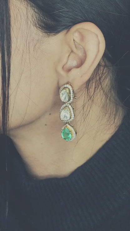 green teardrop jewellery set for women