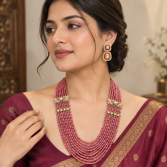 pink Kundan bridal jewellery for wedding