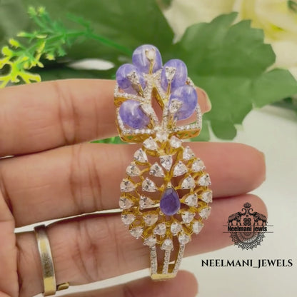 CORAL & Purple Stone Bangle in 925 Sterling Silver | Adjustable Anti-Tarnish Kada for Women