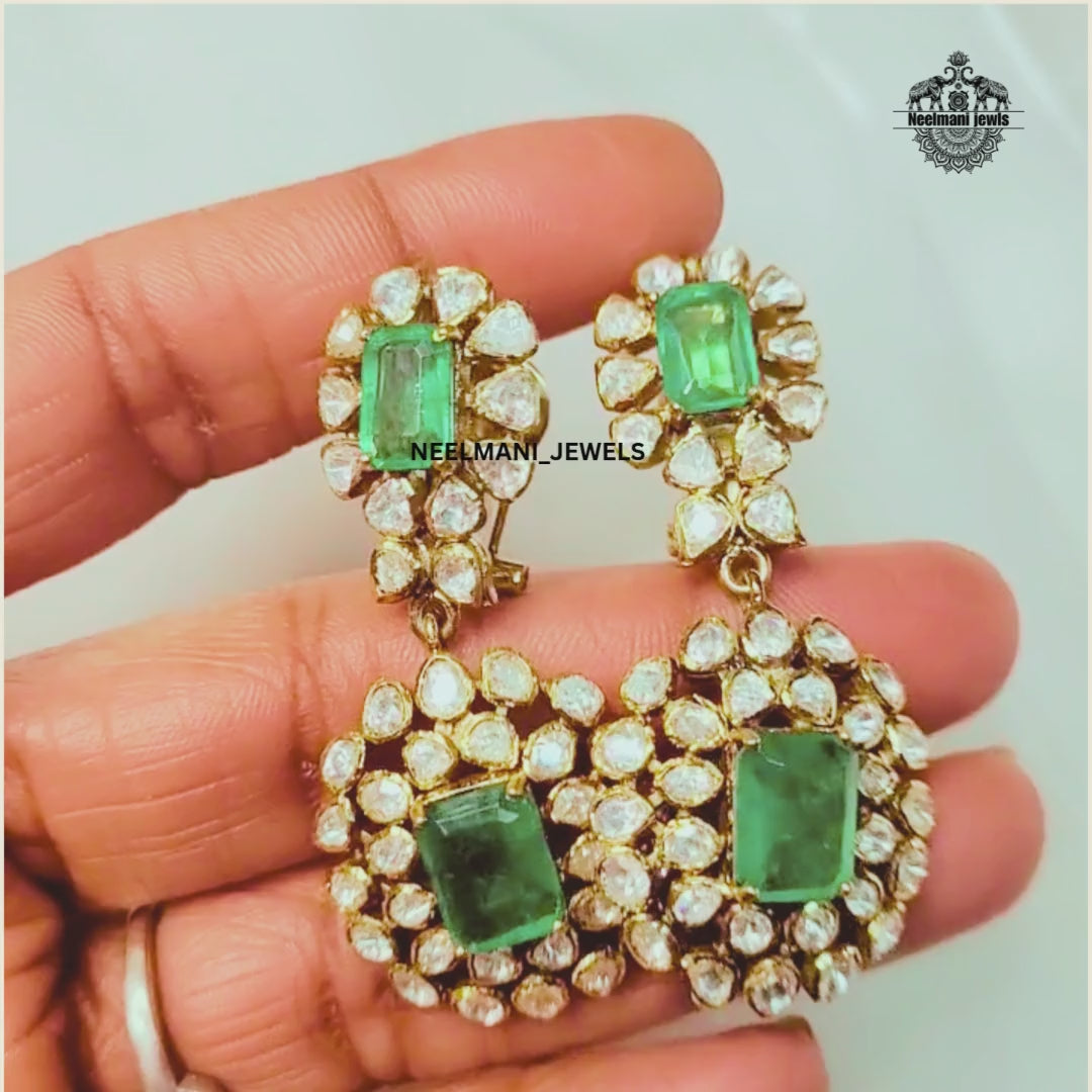 Big Moissanite polki earing