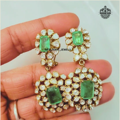 Big Moissanite polki earing