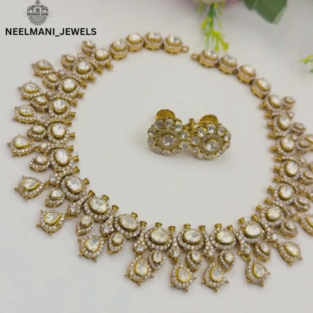 Moissanite Polki small neckless set