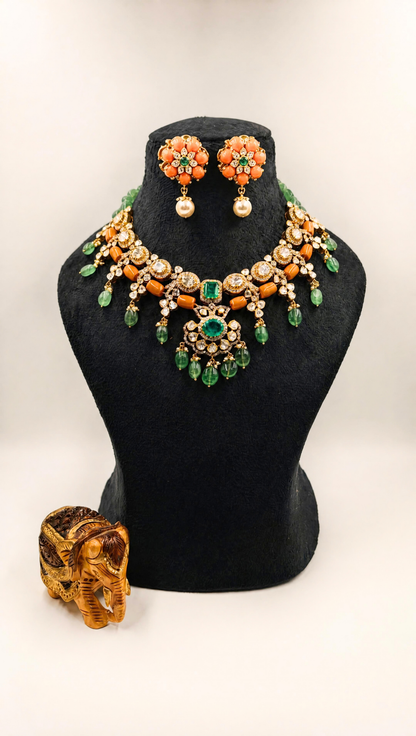 silver statement necklace for wedding and festive wear